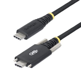StarTech.com 6.6ft (2m) USB-C Charging Cable, Side Screw Locking, 240W (5A) PD EPR, Dual-Layer Silicone/Braided Jacket, USB 2.0