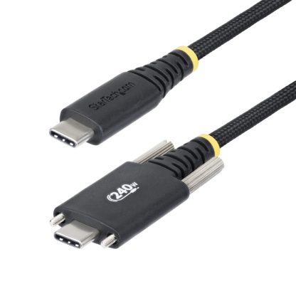 StarTech.com 6.6ft (2m) USB-C Charging Cable, Side Screw Locking, 240W (5A) PD EPR, Dual-Layer Silicone/Braided Jacket, USB 2.0