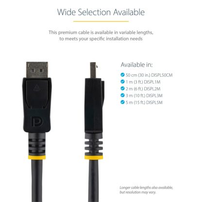 StarTech.com 50cm (1ft) DisplayPort 1.2 Cable - 4K x 2K Ultra HD VESA Certified DisplayPort Cable - Short DP to DP Cable for Mon - Image 4