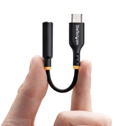StarTech.com 5in (12.7cm) USB-C to 3.5mm TRRS Headphone/Headset Jack Audio Adapter, USB Type-C Aux Dongle, 32-bit DAC, Supports - Image 4