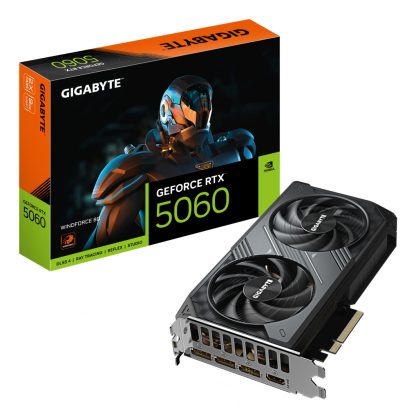 GIGABYTE GeForce RTX 5060 WINDFORCE 8G Graphics Card - 8GB GDDR7, 128bit, PCI-E 5.0, 2497 MHz Core Clock, 3 x DisplayPort, 1 x