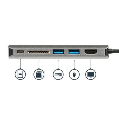 StarTech.com USB C Multiport Adapter, Portable USB-C Dock to 4K HDMI, 2-pt USB 3.0 Hub, SD/SDHC, GbE, 60W PD Pass-Through - USB - Image 2