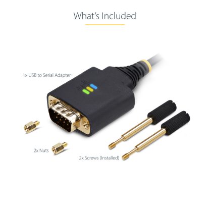 StarTech.com 3ft (1m) USB to Serial Adapter Cable, COM Retention, Interchangeable Screws/Nuts, USB-A to DB9 RS232, FTDI IC, ESD - Image 11