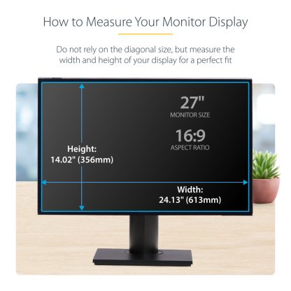 StarTech.com 27-inch 16:9 Computer Monitor Privacy Screen, Hanging Acrylic Filter, Quick-Install Security Shield, Monitor Screen - Image 15