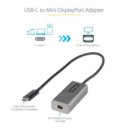StarTech.com USB C to Mini DisplayPort Adapter - 4K 60Hz USB-C to mDP Adapter Dongle - USB Type-C to Mini DP Monitor - Video Co - Image 4