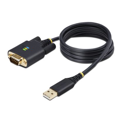 StarTech.com 3ft (1m) USB to Serial Adapter Cable, COM Retention, Interchangeable Screws/Nuts, USB-A to DB9 RS232, FTDI IC, ESD