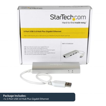 StarTech.com 3-Port Portable USB 3.0 Hub plus Gigabit Ethernet - Built-In Cable~3-Port Portable USB 3.0 Hub plus Gigabit Ethern - Image 10