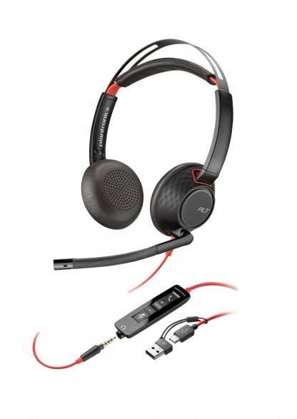 POLY Blackwire 5220 Stereo USB-C Headset +3.5mm Plug +USB-C/A Adapter - Image 6