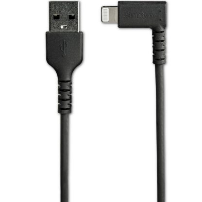 StarTech.com 3ft (1m) Durable USB A to Lightning Cable - Black 90° Right Angled Heavy Duty Rugged Aramid Fiber USB Type A to L - Image 2
