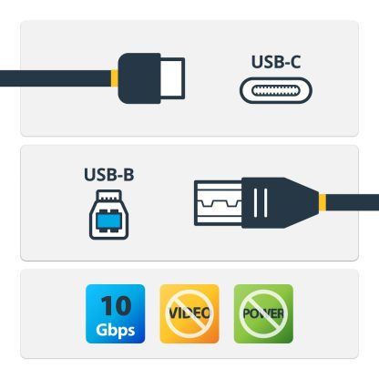 StarTech.com 3.3ft (1m) USB-B to USB-C Cable, USB 10Gbps, Data Cord, USB 3.2 Gen 2, USB-C Data Transfer Cable - Image 2