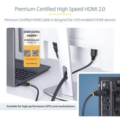 StarTech.com 4m (13ft) Premium Certified High Speed HDMI Cable, 4K 60Hz/1440p 144Hz, HDR10/HDCP 2.2/ARC, 18Gbps, UHD HDMI 2.0 C - Image 11