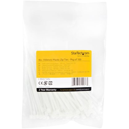 StarTech.com 4"(10cm) Cable Ties - 1/16"(2mm) wide, 7/8"(22mm) Bundle Diameter, 18lb(8kg) Tensile Strength, Nylon Self Locking Z - Image 6