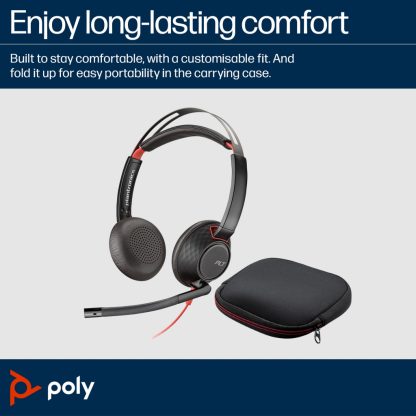 POLY Blackwire 5220 Stereo USB-C Headset +3.5mm Plug +USB-C/A Adapter - Image 3