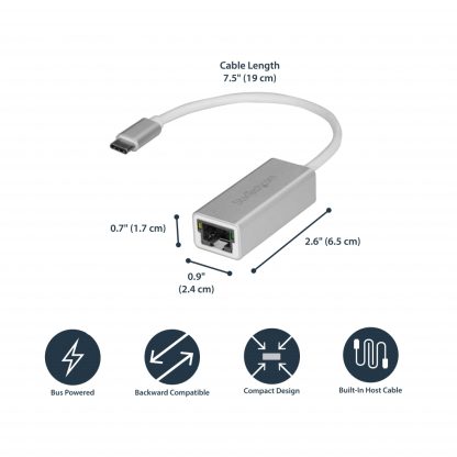 StarTech.com USB-C to Gigabit Network Adapter - Silver - Image 5