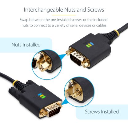 StarTech.com 3ft (1m) USB to Serial Adapter Cable, COM Retention, Interchangeable Screws/Nuts, USB-A to DB9 RS232, FTDI IC, ESD - Image 17