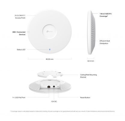 TP-Link Omada BE9300 Ceiling Mount Tri-Band Wi-Fi 7 Access Point - Image 6