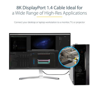 StarTech.com 16ft (5m) VESA Certified DisplayPort 1.4 Cable - 8K 60Hz HDR10 - Ultra HD 4K 120Hz Video - DP 1.4 Cable / Cord - F - Image 9