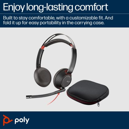 POLY Blackwire 5220 Stereo USB-C Headset +3.5mm Plug +USB-C/A Adapter - Image 11