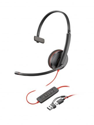 POLY Blackwire 3210 Monaural USB-C Headset +USB-C/A Adapter (Bulk)