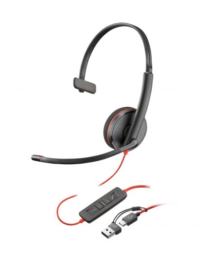 POLY Blackwire 3210 Monaural USB-C Headset +USB-C/A Adapter (Bulk)