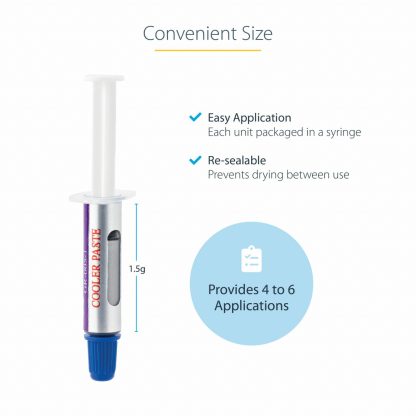 StarTech.com Thermal Paste, Metal Oxide Compound, Re-sealable Syringe (1.5g), CPU Heat Sink Thermal Grease Paste - Image 4
