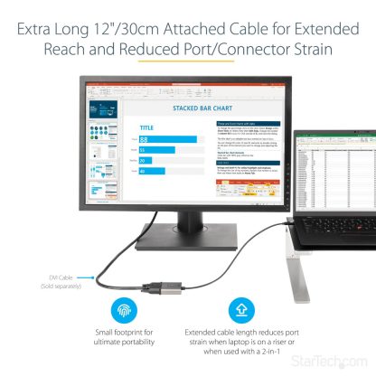 StarTech.com USB C to DVI Adapter - 1920x1200p USB-C to DVI-D Adapter Dongle - USB Type C to DVI Display/Monitor - Video Conver - Image 5
