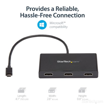StarTech.com 3-Port Multi Monitor Adapter - USB-C to 3x HDMI Video Splitter - USB Type-C to HDMI MST Hub - Dual 4K 30Hz or Tripl - Image 11