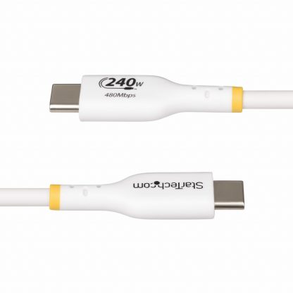 StarTech.com 4m White USB-C Charging Cable, USB-IF Certified USB C Cable, 240W PD EPR, USB 2.0 Type-C Laptop Charger Cord, USB-C - Image 4
