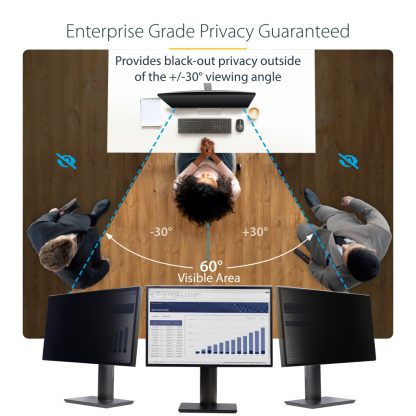 StarTech.com 27-inch 16:9 Computer Monitor Privacy Screen, Hanging Acrylic Filter, Quick-Install Security Shield, Monitor Screen - Image 12
