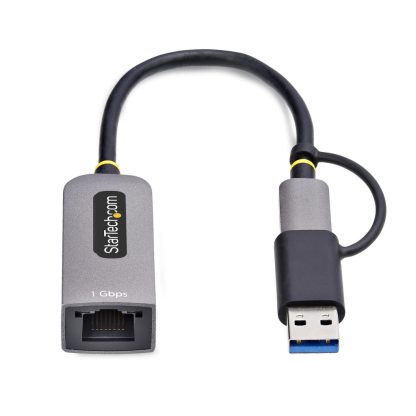 StarTech.com USB-C to Ethernet Adapter with USB-A Dongle, 10/100/1000Mbps, USB 3.0 to Gigabit Ethernet Network Adapter, 6in/15cm - Image 3