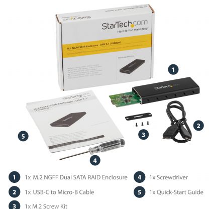 StarTech.com M.2 SSD Enclosure for M.2 SATA SSDs - USB 3.1 (10Gbps) with USB-C Cable - Image 8
