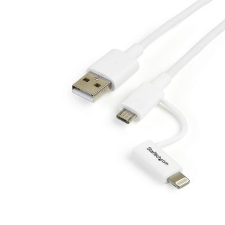 StarTech.com 1 m (3 ft.) 2 in 1 Charging Cable - USB to Lightning or Micro-USB for iPhone / iPad / iPod / Android - Apple MFi C
