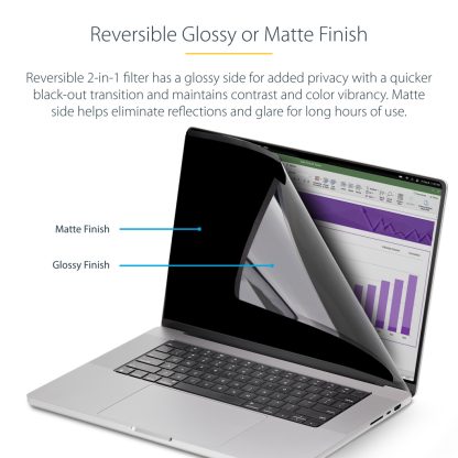 StarTech.com 15-inch MacBook Air 2023 Laptop Privacy Screen, Removable and Reversible Anti-Glare Privacy Filter, Magnetic Laptop - Image 9
