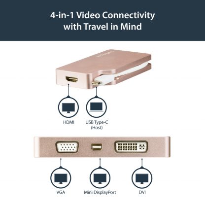 StarTech.com USB C Multiport Video Adapter with HDMI, VGA, Mini DisplayPort or DVI - USB Type C Monitor Adapter to HDMI 1.4 or - Image 9