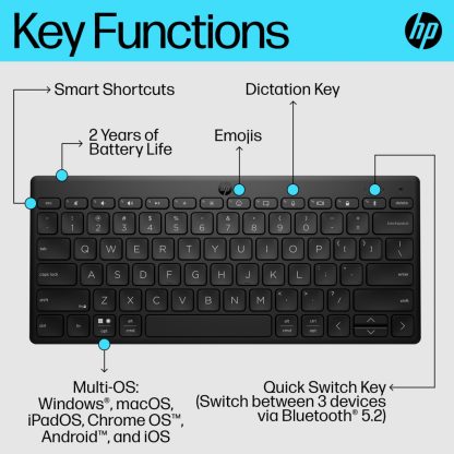 HP 350 BLK Compact Multi-Device Keyboard - Image 19