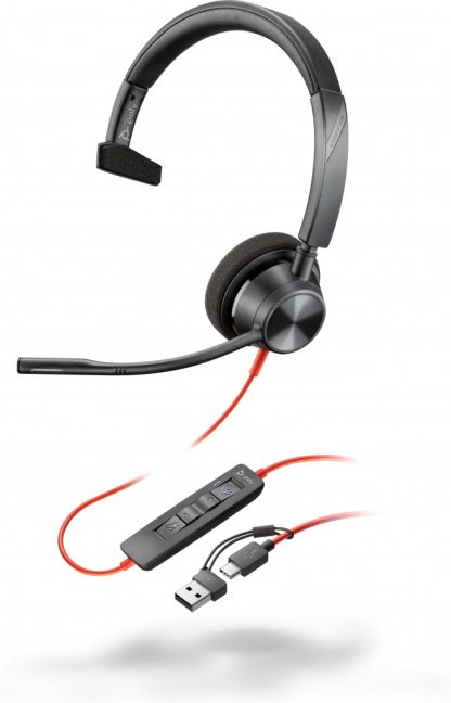 POLY Blackwire 3310 Monaural Microsoft Teams Certified USB-C Headset +USB-C/A Adapter - Image 5