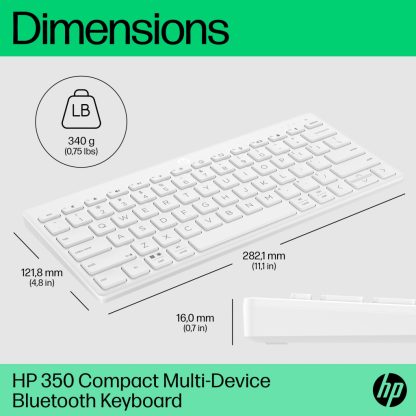 HP 350 WHT Compact Multi-Device Keyboard - Image 18