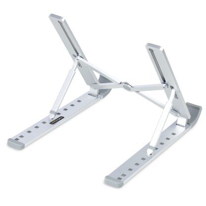 StarTech.com Foldable Laptop Riser Stand, Portable Height Adjustable Ergonomic Laptop Stand, Ventilated Aluminum Frame Supports - Image 2
