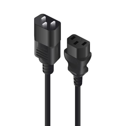 ALOGIC 2m IEC C13 to IEC C14 Computer Power Extension Cord - Male to Female - Black