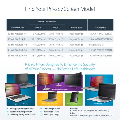 StarTech.com 15-inch MacBook Air 2023 Laptop Privacy Screen, Removable and Reversible Anti-Glare Privacy Filter, Magnetic Laptop - Image 12