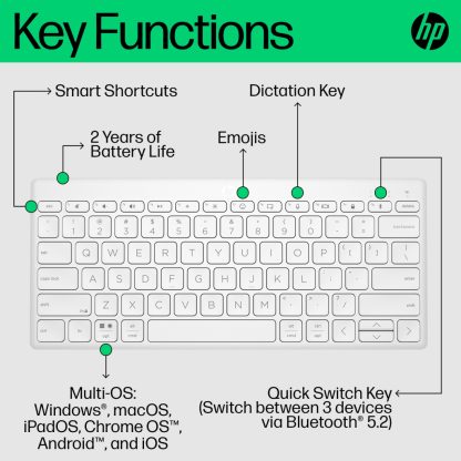 HP 350 WHT Compact Multi-Device Keyboard - Image 15