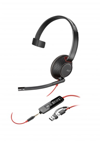 POLY Blackwire 5210 Monaural USB-C Headset +3.5mm Plug +USB-C/A Adapter - Image 9