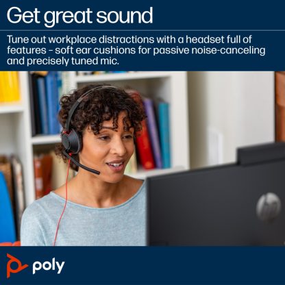 POLY Blackwire 5210 Monaural USB-C Headset +3.5mm Plug +USB-C/A Adapter - Image 9