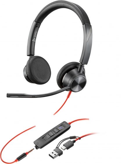 POLY Blackwire 3325 Stereo Microsoft Teams Certified USB-C Headset +3.5mm Plug +USB-C/A Adapter - Image 3