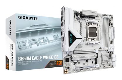 GIGABYTE B850M EAGLE WIFI6E ICE Motherboard - AMD Ryzen 9000 Series CPUs, 8+2+2 Phases Digital VRM, up to 8200MHz DDR5 (OC), 1x