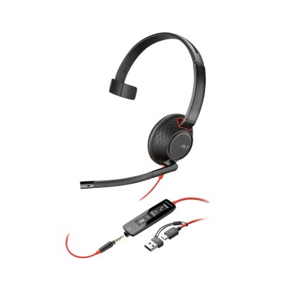 POLY Blackwire 5210 Monaural USB-C Headset +3.5mm Plug +USB-C/A Adapter - Image 8