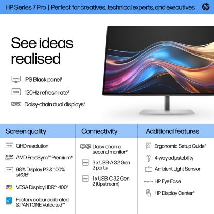 HP Series 7 Pro 27 inch QHD Monitor - 727pq - Image 9