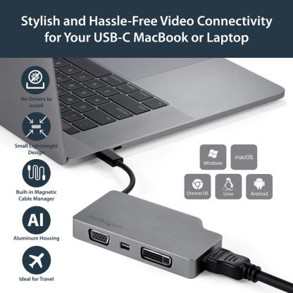StarTech.com USB C Multiport Video Adapter with HDMI, VGA, Mini DisplayPort or DVI - USB Type C Monitor Adapter to HDMI 1.4 or - Image 8