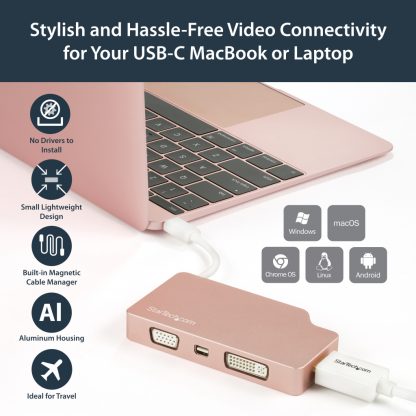 StarTech.com USB C Multiport Video Adapter with HDMI, VGA, Mini DisplayPort or DVI - USB Type C Monitor Adapter to HDMI 1.4 or - Image 10