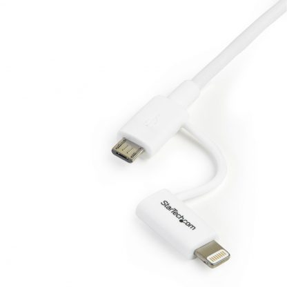 StarTech.com 1 m (3 ft.) 2 in 1 Charging Cable - USB to Lightning or Micro-USB for iPhone / iPad / iPod / Android - Apple MFi C - Image 4